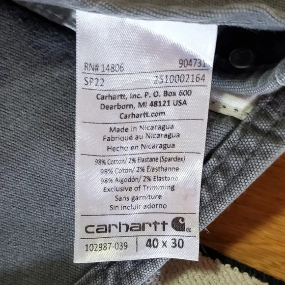 Carhartt RUGGED FLEX® RELAXED FIT‎ CANVAS BIB OVERALL 40x30 Gravel - Picture 11 of 13